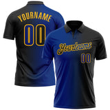 Custom Black Royal-Gold 3D Gradient Fashion Performance Polo Shirt