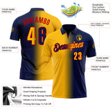 Custom Navy Gold-Red 3D Gradient Fashion Performance Polo Shirt