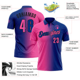 Custom Royal Pink-Black 3D Gradient Fashion Performance Polo Shirt