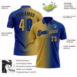 Custom Royal Old Gold-Black 3D Gradient Fashion Performance Polo Shirt