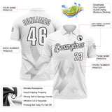 Custom White Black 3D Pattern Design Pear White Ribbon Lung Cancer Cancer Awareness Performance Polo Shirt
