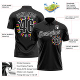 Custom Black White 3D Pattern Design Ribbon Cancer Awareness World Cancer Day Performance Polo Shirt