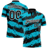 Custom Black Lakes Blue-White Paint Splash Stripe Performance Polo Shirt