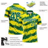 Custom Kelly Green Light Yellow-White Paint Splash Stripe Performance Polo Shirt