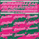 Custom Kelly Green Hot Pink-White Paint Splash Stripe Performance Polo Shirt