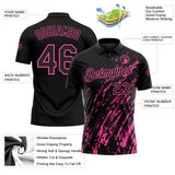 Custom Black-Pink Paint Stroke Grunge Streak Performance Polo Shirt