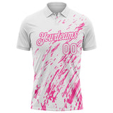 Custom White-Pink Paint Stroke Grunge Streak Performance Polo Shirt
