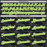 Custom Black Neon Green-White 3D Pattern Slant Lines Cyber Mecha Tech Performance Polo Shirt