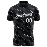 Custom Black-White 3D Pattern Slant Lines Cyber Mecha Tech Performance Polo Shirt