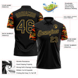 Custom Black Orange-Old Gold Digital Camo Two Tone Performance Polo Shirt