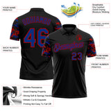 Custom Black Royal-Red Digital Camo Two Tone Performance Polo Shirt
