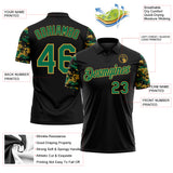 Custom Black Kelly Green-Old Gold Digital Camo Two Tone Performance Polo Shirt