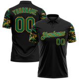 Custom Black Kelly Green-Old Gold Digital Camo Two Tone Performance Polo Shirt