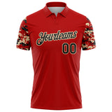 Custom Red Black-Cream Digital Camo Two Tone Performance Polo Shirt
