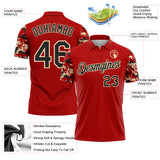 Custom Red Black-Cream Digital Camo Two Tone Performance Polo Shirt