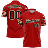 Custom Red Black-Cream Digital Camo Two Tone Performance Polo Shirt