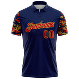 Custom Navy Red-Old Gold Digital Camo Two Tone Performance Polo Shirt