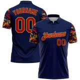 Custom Navy Red-Old Gold Digital Camo Two Tone Performance Polo Shirt