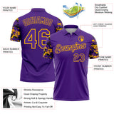 Custom Purple Black-Gold Digital Camo Two Tone Performance Polo Shirt