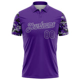 Custom Purple Black-Gray Digital Camo Two Tone Performance Polo Shirt