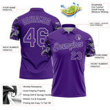 Custom Purple Black-Gray Digital Camo Two Tone Performance Polo Shirt