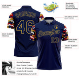 Custom Navy Red Old Gold-White Digital Camo Two Tone Performance Polo Shirt