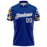 Custom Royal Gray Yellow-White Digital Camo Two Tone Performance Polo Shirt