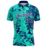 Custom US Navy Blue-White Abstract Splatter Performance Polo Shirt