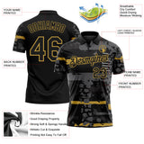 Custom Black-Old Gold Abstract Geometric Grunge Fragment Performance Polo Shirt