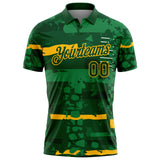 Custom Green-Gold Abstract Geometric Grunge Fragment Performance Polo Shirt