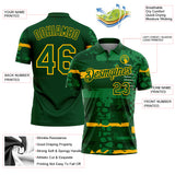 Custom Green-Gold Abstract Geometric Grunge Fragment Performance Polo Shirt