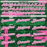 Custom Green Pink-White Abstract Geometric Grunge Fragment Performance Polo Shirt