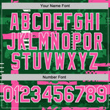 Custom Green Pink-White Abstract Geometric Grunge Fragment Performance Polo Shirt