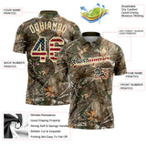 Custom Camo Vintage USA Flag Cream-Olive Camo Woodland Forest Camouflage Salute To Service Patriotic Performance Polo Shirt