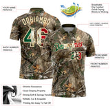 Custom Camo Vintage Mexican Flag Cream-Olive Camo Woodland Forest Camouflage Salute To Service Patriotic Performance Polo Shirt