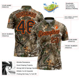 Custom Camo Black Orange-Olive Camo Woodland Forest Camouflage Salute To Service Performance Polo Shirt