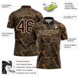 Custom Camo Brown-Cream Camo Woodland Forest Camouflage Salute To Service Performance Polo Shirt