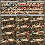 Custom Camo Vintage USA Flag Cream-Brown Camo Woodland Forest Camouflage Salute To Service Patriotic Performance Polo Shirt