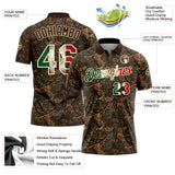 Custom Camo Vintage Mexican Flag Cream-Brown Camo Woodland Forest Camouflage Salute To Service Patriotic Performance Polo Shirt