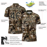 Custom Camo Black Cream-Olive Camo Woodland Forest Camouflage Salute To Service Performance Polo Shirt