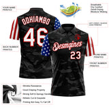 Custom Camo White Red-Black Stars & Stripes Two Tone Salute To Service Performance Polo Shirt