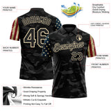 Custom Camo Black-Cream Stars & Stripes Two Tone Salute To Service Patriotic Performance Polo Shirt