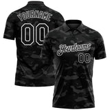 Custom Camo Black-White Camo Salute To Service Performance Polo Shirt