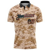 Custom Camo Vintage USA Flag-Black Patriotic Desert Camouflage Performance Polo Shirt