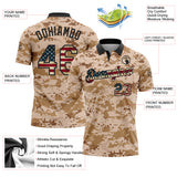 Custom Camo Vintage USA Flag-Black Patriotic Desert Camouflage Performance Polo Shirt
