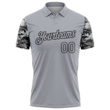 Custom Gray-Black Camo Two Tone Performance Polo Shirt