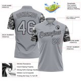 Custom Gray-Black Camo Two Tone Performance Polo Shirt