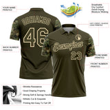Custom Olive-Cream Camo Two Tone Performance Polo Shirt