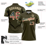 Custom Olive Vintage USA Flag-Cream Camo Two Tone Patriotic Performance Polo Shirt
