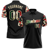 Custom Black Vintage Mexican Flag-Cream Camo Two Tone Patriotic Performance Polo Shirt
